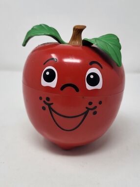 Fisher Price Happy Apple Vintage Red 1972  Jiggle Toy Baby Toy Classic Wobble